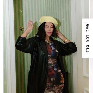 Dressed in Lala Scorpio Coat in Buttery soft vegan leather